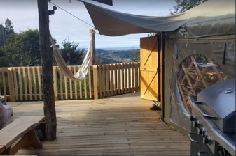 Treehouse Yurt Retreat Deck and View - Motueka Eco Accommodation