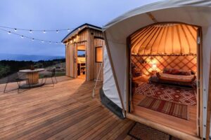 Luxury yurt glamping at Littlegrove