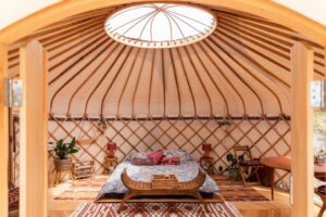 Luxury yurt glamping at Littlegrove interior
